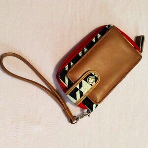 Spartina Linen and Leather Wristlet Clutch